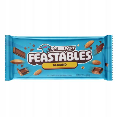 MRBEAST FEASTABLES MIGDAŁ - Schokoladenmandel Snack, 60g aus Deutschland