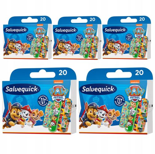 SALVEQUICK Paw Patrol Pflaster-Set für Kinder, Wasserfest und Farbenfroh, 5 x 20 Stück