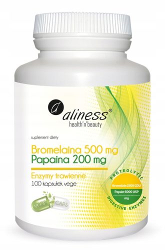 Aliness Bromelain 500 mg & Papain 200 mg - 100 Kapseln für die Verdauungsförderung
