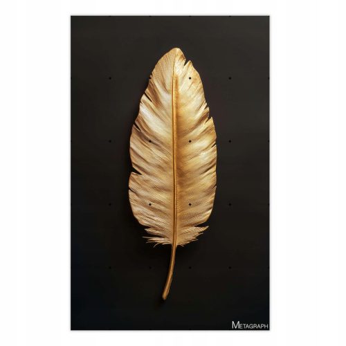 Metallposter mit goldenem Blatt auf schwarzem Hintergrund – Elegante Wanddekoration