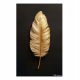 Metallposter mit goldenem Blatt auf schwarzem Hintergrund – Elegante Wanddekoration
