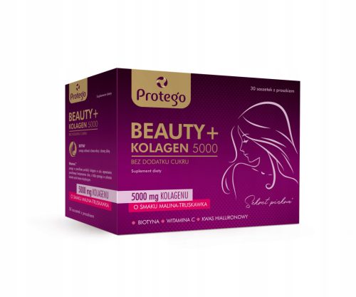 Protego BEAUTY+ Kolagen 5000 mit Himbeer-Erdbeer-Geschmack - Hautpflege Nahrungsergänzung