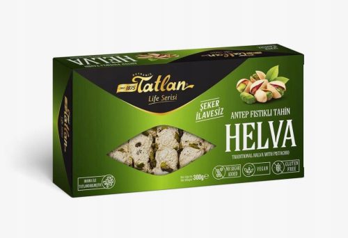 Zuckerfreie Türkische Sesam-Halva mit Pistazien Tatlan, 300g