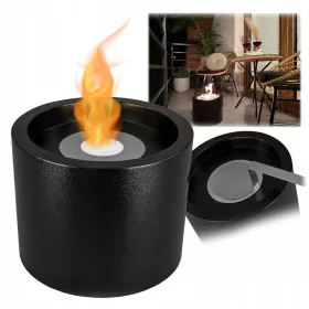   Bioethanol Kamin Moon MINI Schwarz – Freistehend, 2 kW, Kompakter Design Terrassenkamin, 0,5L