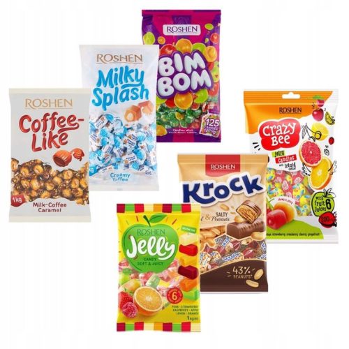 Roshen Süßigkeiten Mix aus 6 Geschmacksrichtungen, 6 x 1 kg Packung