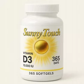   Sunny Touch Vitamin D3 10.000 IU – 365 Softgel Kapseln für Tägliche Sonnendosis
