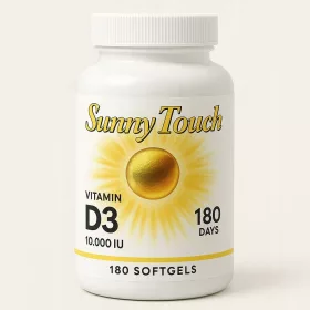   Sunny Touch Vitamin D3 10.000 IU - Natürliche Unterstützung für das Immunsystem und Knochengesundheit in 180 Softgel-Kapseln