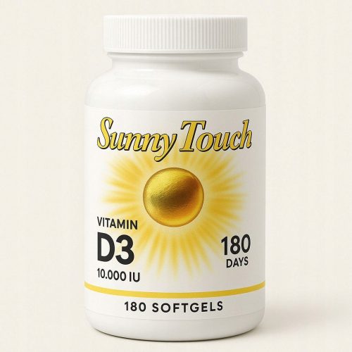 Sunny Touch Vitamin D3 10.000 IU - Natürliche Unterstützung für das Immunsystem und Knochengesundheit in 180 Softgel-Kapseln