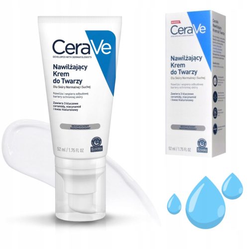 CeraVe Feuchtigkeitsspendende Gesichtscreme für normale bis trockene Haut 52 ml