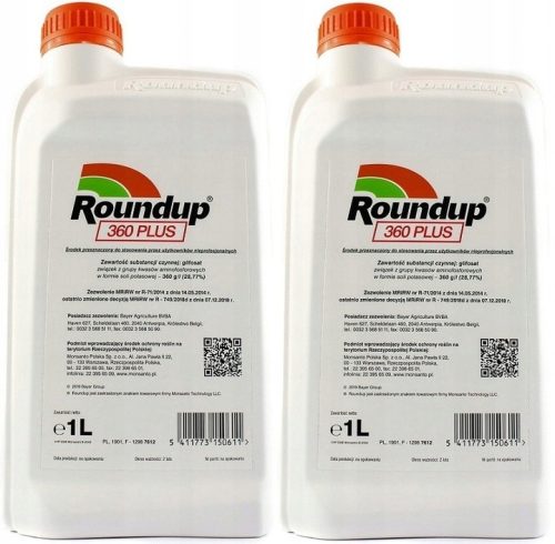 Roundup 360 PLUS 1L - Effektives Herbizid zur Unkrautbekämpfung, 2er-Pack