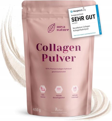 NovaNature Premium Kollagen Pulver 450g - Neutraler Geschmack, Hohe Löslichkeit