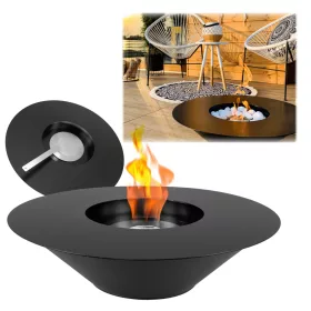  Biofireplace UNIVERSE Schwarz Matt – freistehender Bio-Kamin aus Edelstahl für Balkon und Terrasse