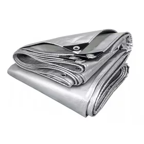   Extra robuste, schimmelresistente Abdeckplane 10x15m, silber, 120g/m²