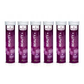   Protego BEAUTY+ Kolagen mit Erdbeer-Rhabarber Geschmack - Brausetabletten für die Hautpflege
