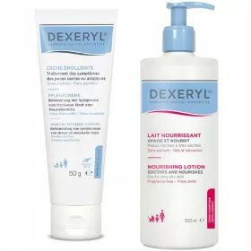   Dexeryl Pflegeset: Emollient Creme 50 ml und Nährende Lotion 500 ml für trockene und atopische Haut