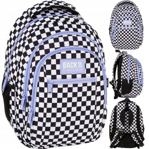 Jugendlicher Schulrucksack für Mädchen - Schachbrettmuster in Lila