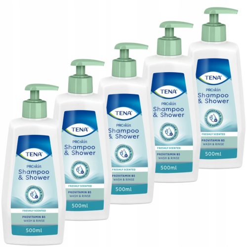 5x TENA Proskin Shampoo & Shower: Pflegeshampoo und Duschgel für sensible Haut