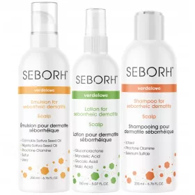   Seborh Pflegeset für seborrhoische Dermatitis der Kopfhaut: Shampoo, Emulsion, Lösung