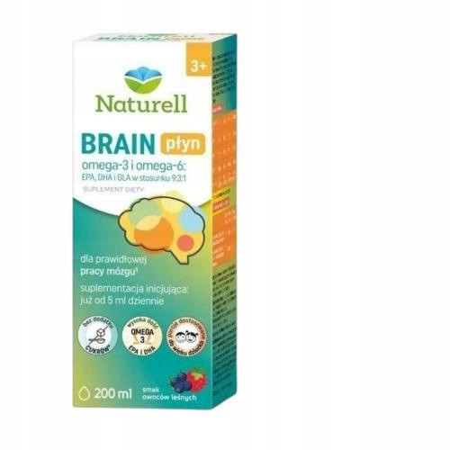 Naturell Brain OMEGA 3 6 DHA EPA Fruchtgeschmack Flüssigkeitsergänzung für Kinder und Erwachsene 200 ml