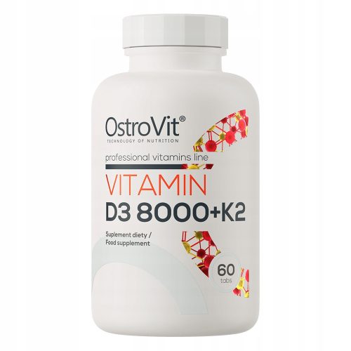 OstroVit Vitamin D3 8000 IU + K2 200 µg - Unterstützung für Knochen, Immunsystem und mehr