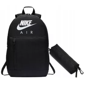   Schwarzer Nike Air Schulrucksack mit Stifteetui und Mesh-Seitentasche