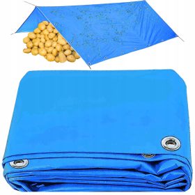   Robuste blaue Abdeckplane 10x10m mit verstärkten Kanten und Aluminiumösen