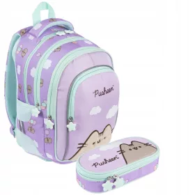   Schulrucksack Pusheen Violet Jugendliche Mädchen mit 4 Fächern - Ideal für Schulanfänger