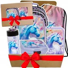   Schulrucksack-Set 5-in-1 Einhorn für Mädchen - Mit Federmappe & mehr