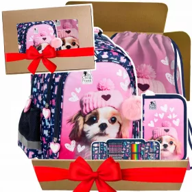   3-in-1 Schulset von CLEO & FRANK mit niedlichem Hunde-Design für junge Schülerinnen
