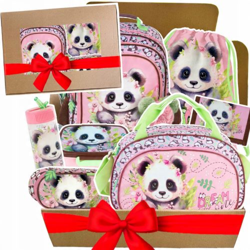 7-in-1 CUTE PANDA Schulrucksack Set mit Panda-Motiv für Mädchen