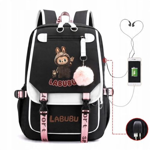 Modischer Schulrucksack SPRUNKI USB mit großen A4-Fächern in vielen Farben und Mustern