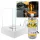Sunset Garden Mini-Bio-Kamin, Weiß Matt + Bio-Brennstoff 1L Zitronengras – tragbar, rauchfrei, Edelstahlbrenner