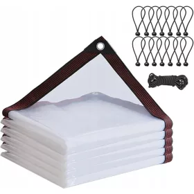   Durchsichtige Terrassen- und Gartenplane mit Ösen, Wasserdicht und UV-beständig, 2x4m