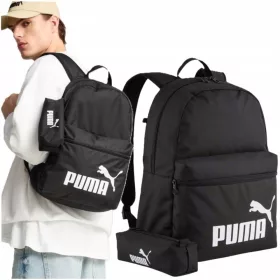   Puma Phase Backpack Schulset 2in1 – schwarzer Rucksack 22 l mit Federmäppchen, Unisex-Jugendmodell