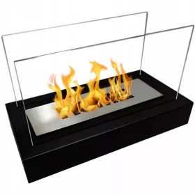   HOME freistehender Bio-Kamin 2kW – kompakter schwarzer Biofireplace 36x18x22 cm für Zuhause