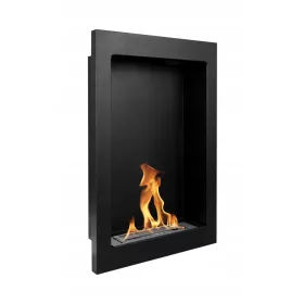   Bioethanol Wandkamin Vertikal Schwarz Matt – Hängend, Moderner Design Kamin, Kompakt