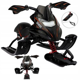   Skischlitten mit Metalllenker, Fußbremse, Scooter bis 60 kg, schwarz