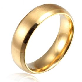  Abgeschrägter, vergoldeter Ehering aus 18-Karat-Stahl 316L