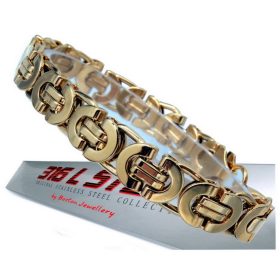  MODISCHES GOLDARMBAND HERREN CHIRURGENSTAHL 316L 12MM