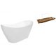  Freistehende Badewanne aus Konglomerat Besco Viya, Abfluss in der Mitte, 160 x 70 cm + VERSTELLBARES BAMBOO-BAMBOO-REGAL + ZUBEHÖR