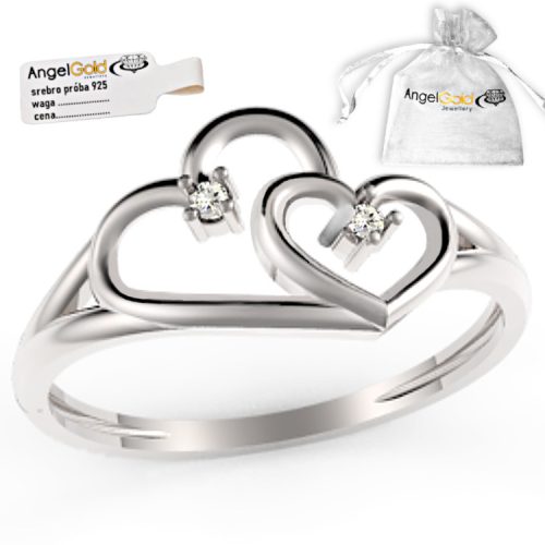  ZWEI HERZEN RING, 925 SILBER
