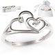 ZWEI HERZEN RING, 925 SILBER