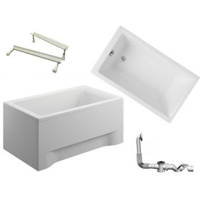   Polimat Capri rechteckige Acrylbadewanne, seitlicher Abfluss, 100 x 70 cm