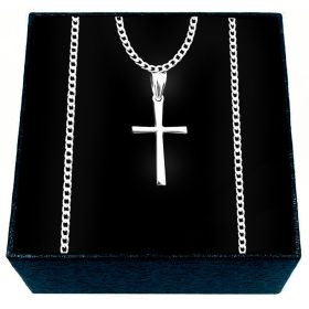  Eva-Kette mit Kreuz, 50 cm, Silber