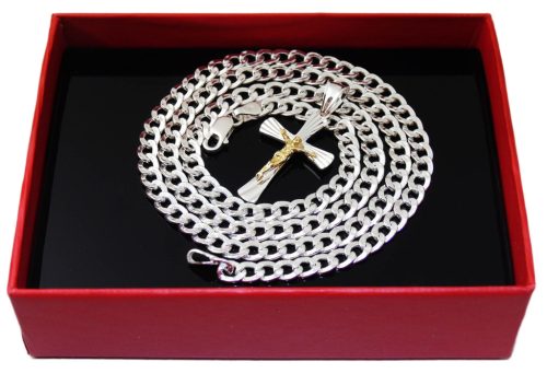  SilverZone Kette mit Kreuz, 50 cm, Silber