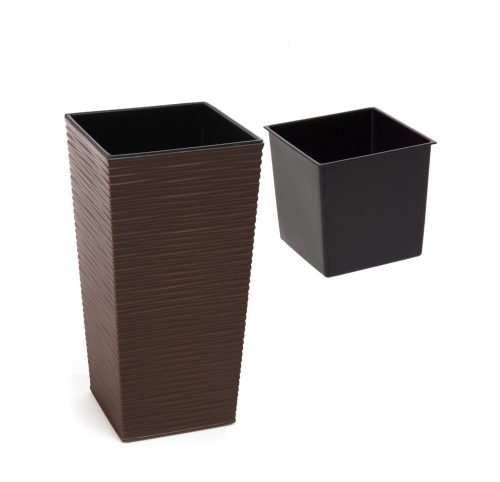  Blumentopf Lamela 25 cm x 25 x 46,5 cm Durchmesser 25 cm Kunststoff schwarz, Braun- und Beigetöne