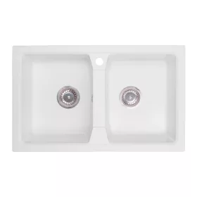 DARFOR DG018 Zweibeckenspüle, weißer Granit