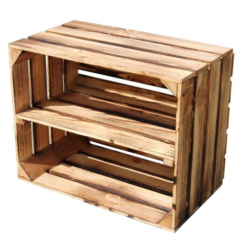  Holztruhe mit Regal Eklateczki 30x40x50 cm braun gebrannt