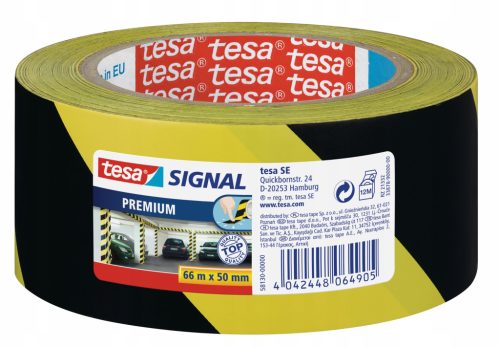  tesa Premium-Warnband, gelb und schwarz, 66 m
