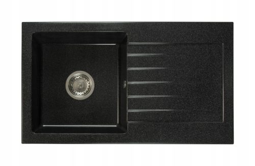 Brado LEON Einbeckenspüle Schwarz gesprenkelter Siphon Chromschwarzer Granit